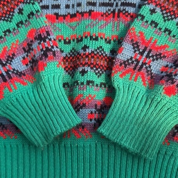 VTG Sears Boys Sweater Green Red Blue Size 6 - Picture 4 of 7